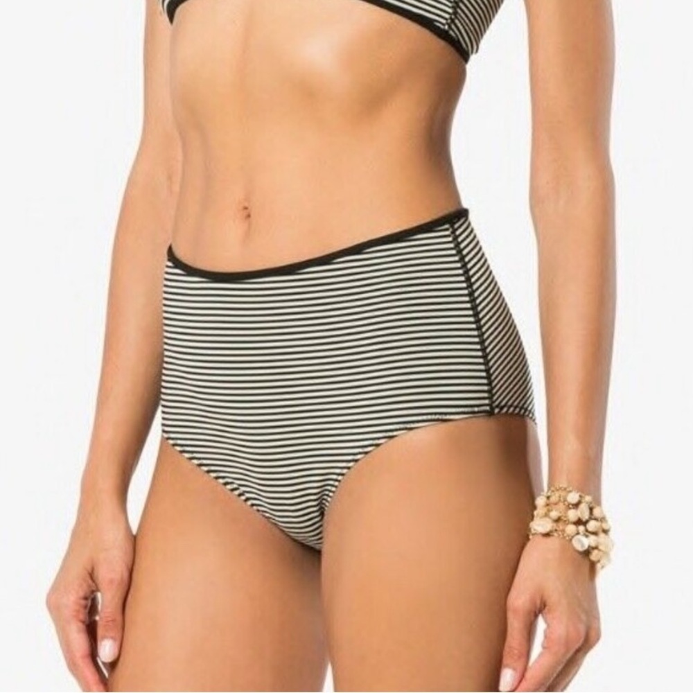 MARISIA Striped High-Waisted Bikini Bottom